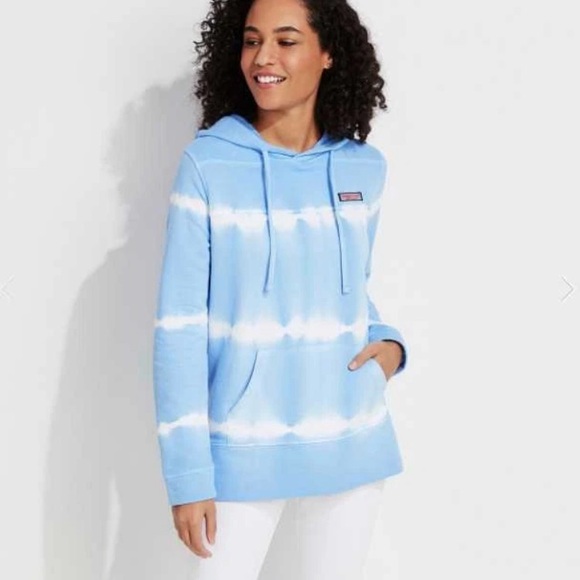 WOMEN'S SIZE M VINEYARD VINES POPOVER TIE-DYE SHEP HOODIE HIGH LOW HEM - Picture 1 of 10